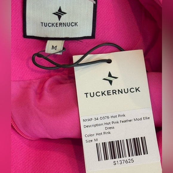 Tuckernuck Hot Pink Feather Trim Mod Mini Dress Party Cocktail M NWT - Picture 9 of 10